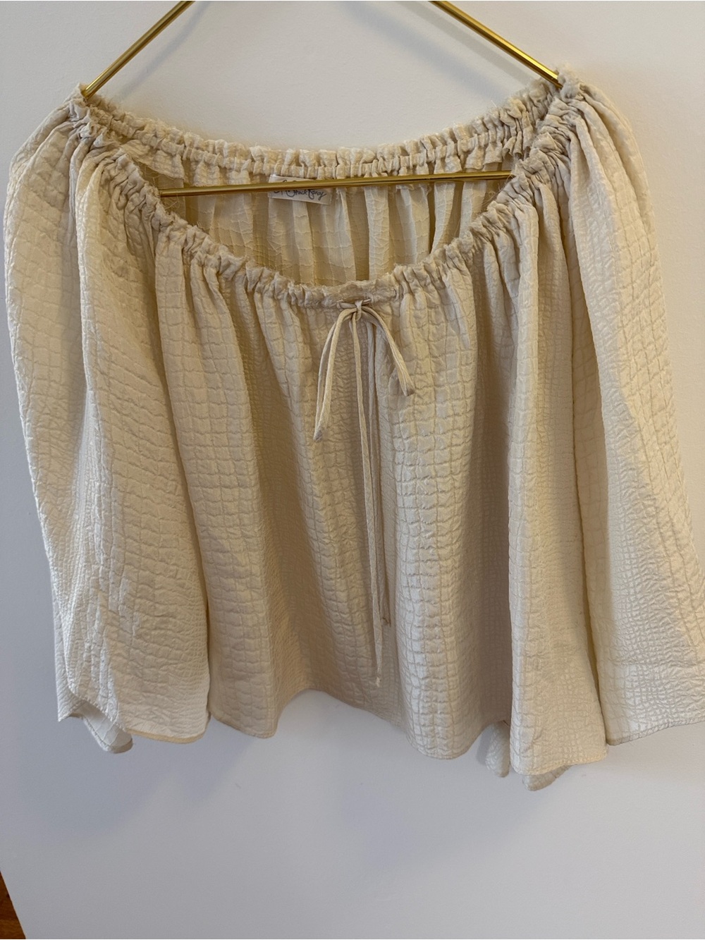 Love Shack Fancy Off the Shoulder Blouse in Ecru. Size 1.